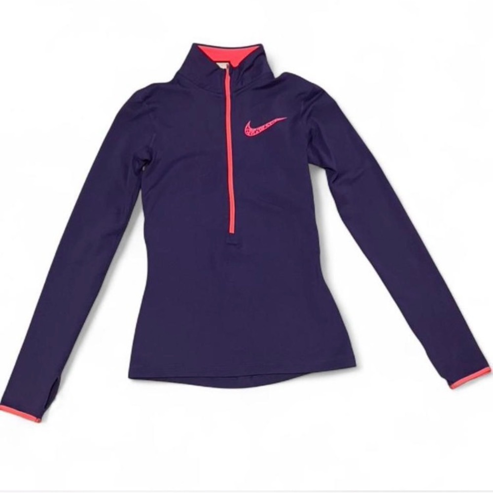 Nike Dark Purple 1/4 Zip-Up Dri-Fit Top with Pink Highlights